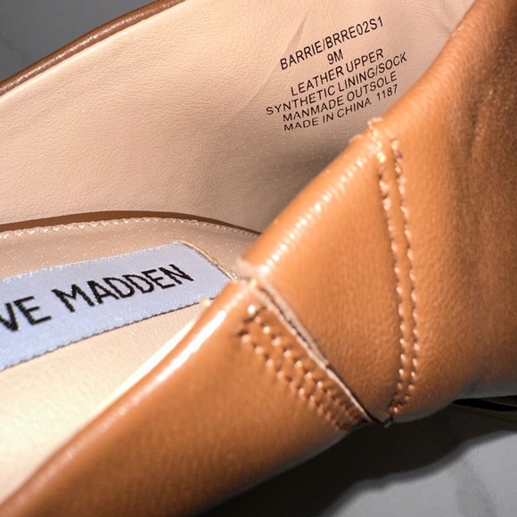 Steve Madden Barrie Tan Block Heeled Mules Cognac Size 9 Pointed Toe - Picture 7 of 7